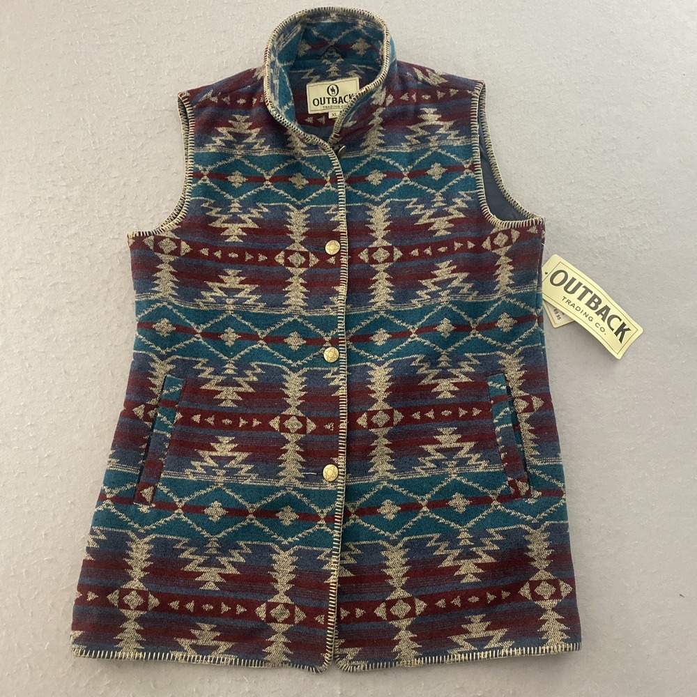 Outback Trading Company Women's XL Stockard Vest Multicolor Aztec Southwest NEW